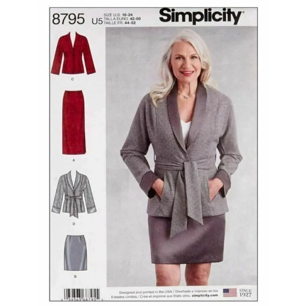 Simplicity Sewing Pattern 8795 Misses Skirt‎ Jacket Petite Size 16-24